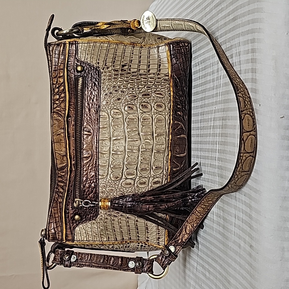 BRAHMIN CROCODILE EMBOSSED SHOULDER BAG BFPM-12-050